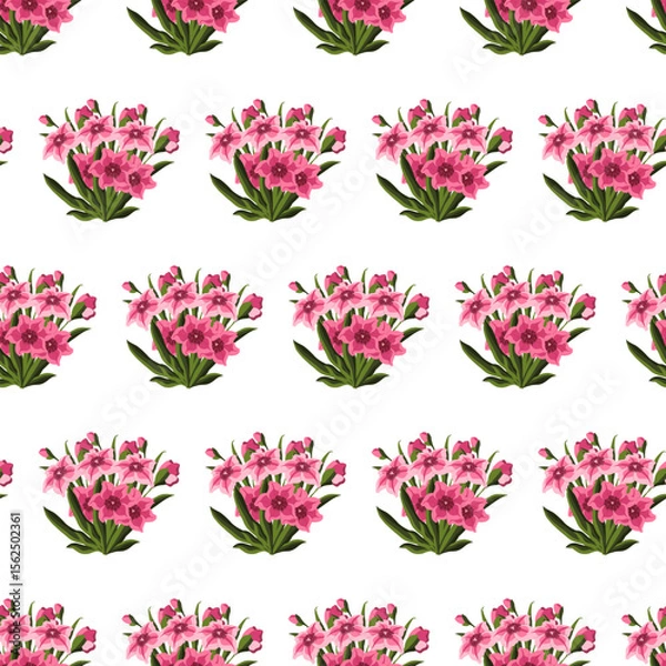 Obraz Simple flowers in flat style. Seamless pattern. Vector illustration.