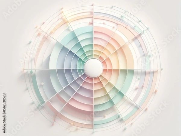 Fototapeta 3d image of white circle with colorful lines