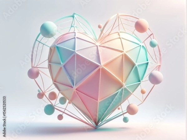 Fototapeta heart with a colorful background. 3d illustration, image