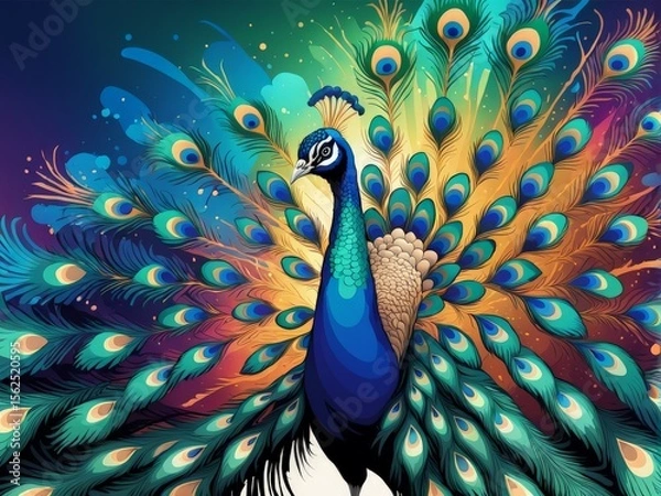 Fototapeta abstract background with peacock feathers. vector illustrationabstract acock illustration