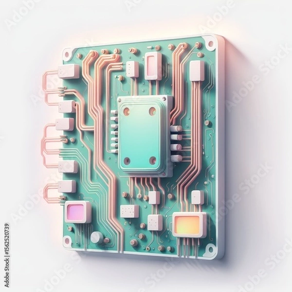 Fototapeta 3d illustration of a computer circuit board