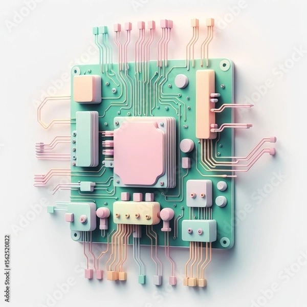 Fototapeta electronic circuit board. 3d illustration. computer technology. high resolution.