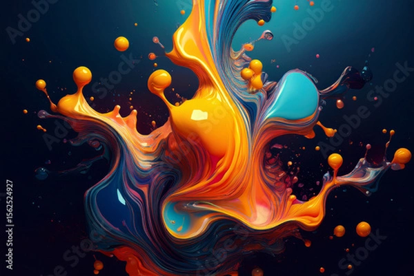 Fototapeta Luxurious Abstract Background with a Swirl of Liquid Gold and Deep Blue Metallic Ink, an Elegant Fluid Art Design
