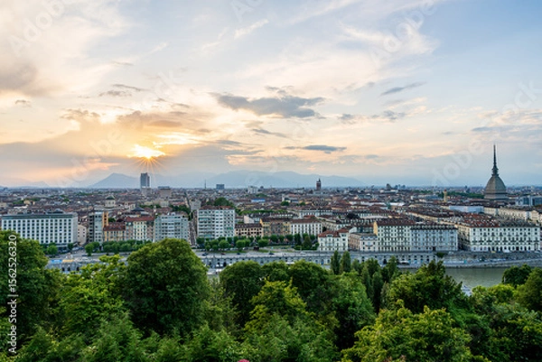 Obraz A beatiful sunset view of Turin in Italy