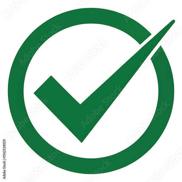 Fototapeta Green Check Mark Icon for Validation, Approval, and Success