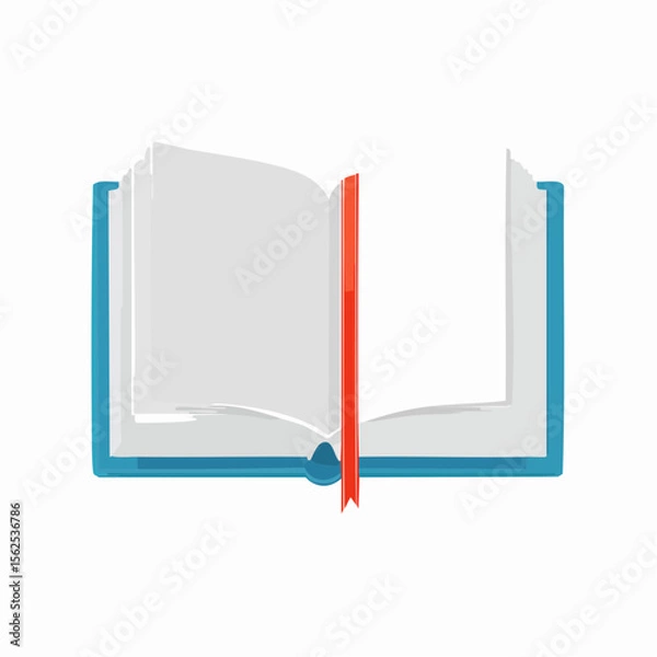 Obraz Hardcover book opened to the middle, ribbon bookmark between pages.
