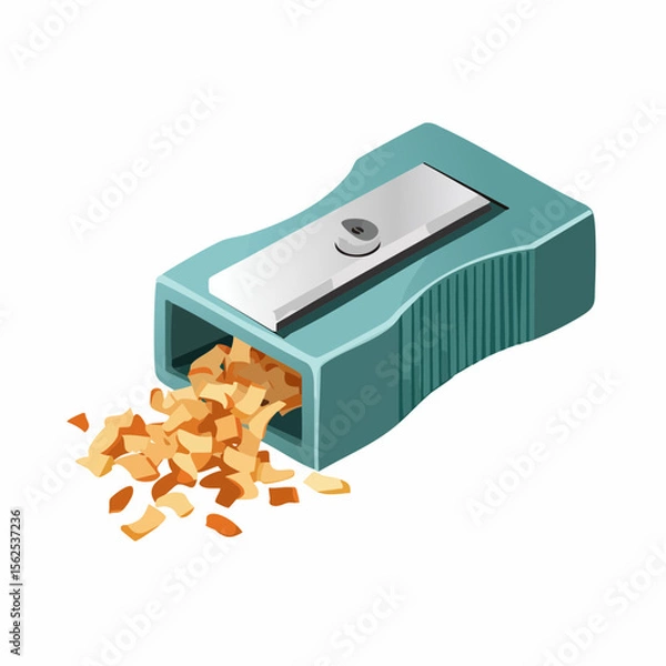 Obraz Small manual sharpener with pencil shavings spilling out.
