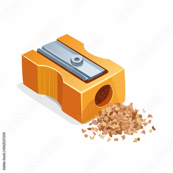 Obraz Small manual sharpener with pencil shavings spilling out.
