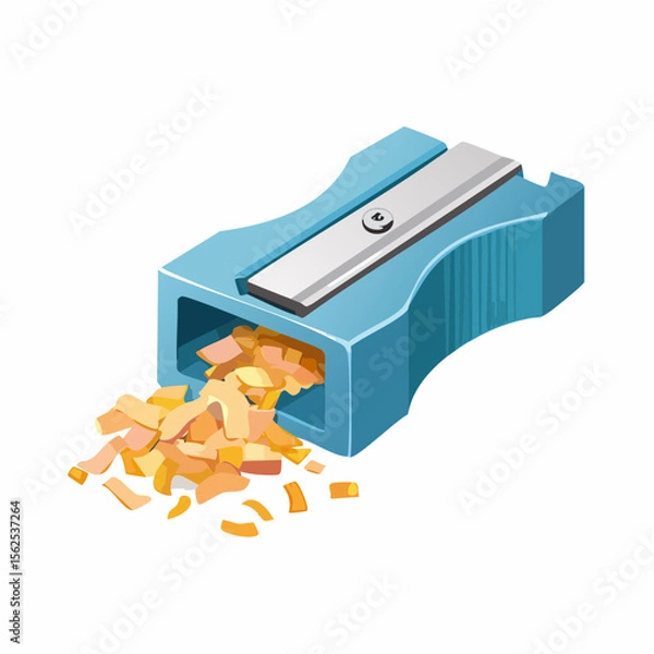 Obraz Small manual sharpener with pencil shavings spilling out.
