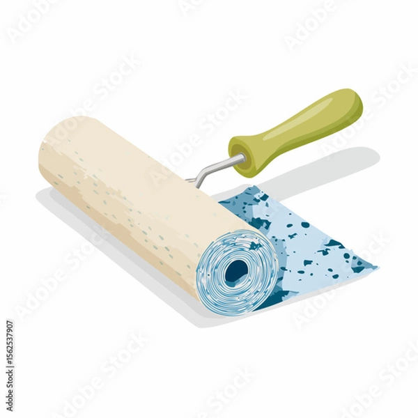 Obraz Used lint roller with visible fabric debris on adhesive sheet.
