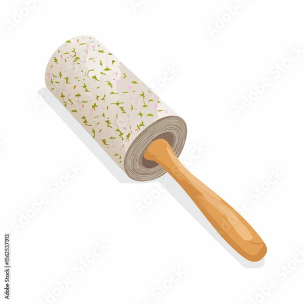 Obraz Used lint roller with visible fabric debris on adhesive sheet.
