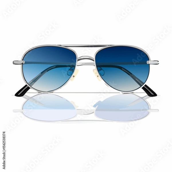 Obraz Dark-lensed sunglasses with reflection and metal arms folded.
