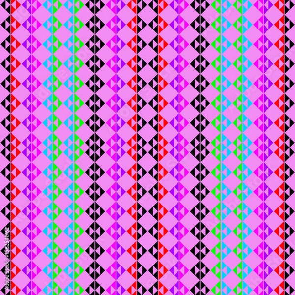 Fototapeta Colorful abstract geometric seamless pattern with playful dots for modern fabric and decorative design