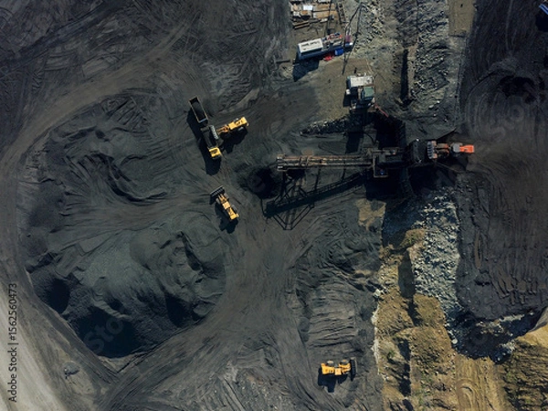 Fototapeta An aerial view of a large coal quarry.