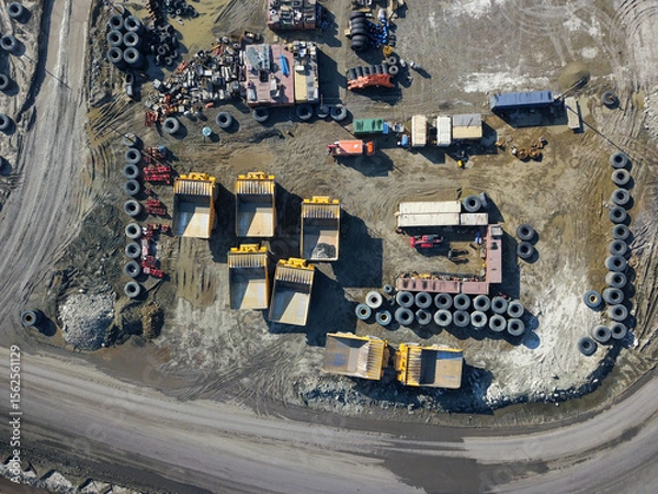 Fototapeta Open-pit coal mining in a large quarry.