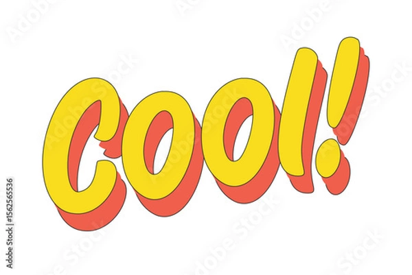 Fototapeta Retro comic style bold yellow and red text cool with exclamation mark on white background illustration