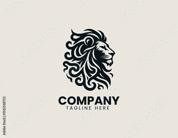 Fototapeta Lion head with Medusa snake hair logo vector illustration representing mythological power and fierce legendary identity design