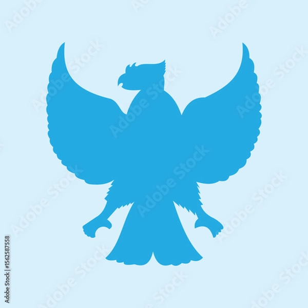 Fototapeta Illustration of a garuda bird with blue wings spread, showing a sturdy and strong form, suitable for a symbol of strength, freedom, courage, and strong character. The national emblem of Indonesia