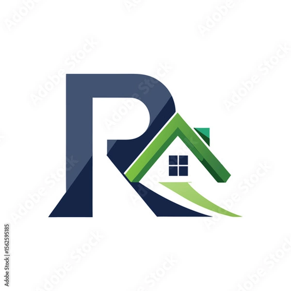 Fototapeta Modern Letter R Roofline Logo Design. Minimal Real Estate Branding Symbol, Elegant Property Icon, Sleek Architecture Vector Art