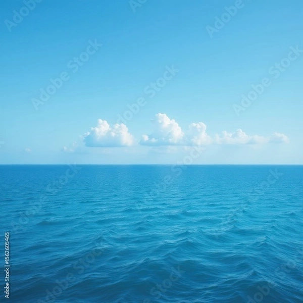 Fototapeta Tranquil Sea Horizon: Calm Ocean and Clear Sky. Ideal for illustrating tranquility, escape, vastness, or a peaceful natural environment