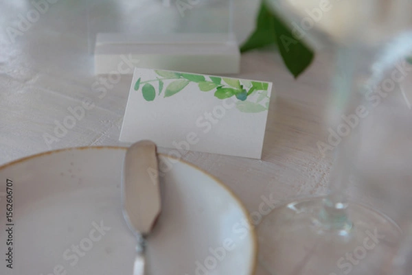 Fototapeta elegant banquet tables prepared for a conference or a party indoors