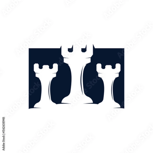 Fototapeta simple design chess logo chess game concept silhouette vintage retro template