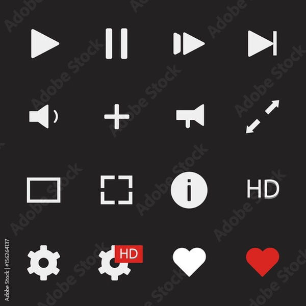 Fototapeta Media player icons - stock vector