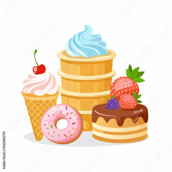 Obraz Assortment of Delicious Sweets and Desserts