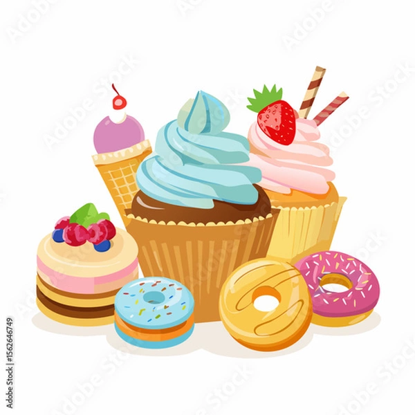 Obraz Assortment of Delicious Sweets and Desserts