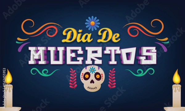 Obraz Dia de los muertos mexican text effect