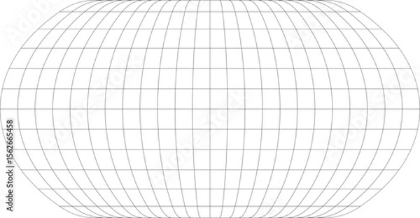 Obraz 15-Degree world map graticule (latitude-longitude) grid vector in natural earth projection