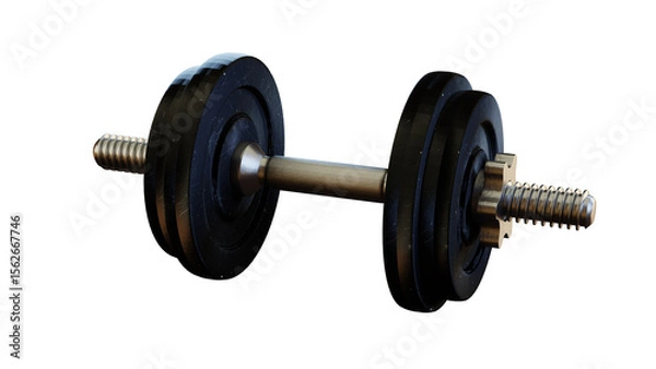 Fototapeta Metal dumbbell isolated on white background. Gym, fitness and sports equipment symbol. 3D rendering image.