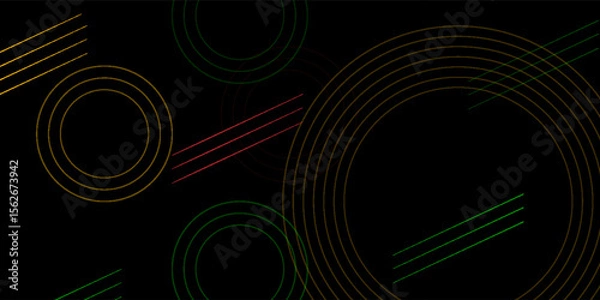 Fototapeta Abstract black background with overlapping circular lines and diagonal lines.