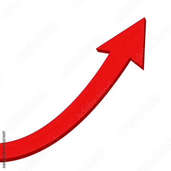 Fototapeta 3d red arrow pointing upwards on transparent background