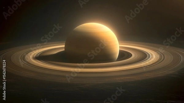 Fototapeta Stunning View of Saturn with Its Majestic Rings in Deep Space