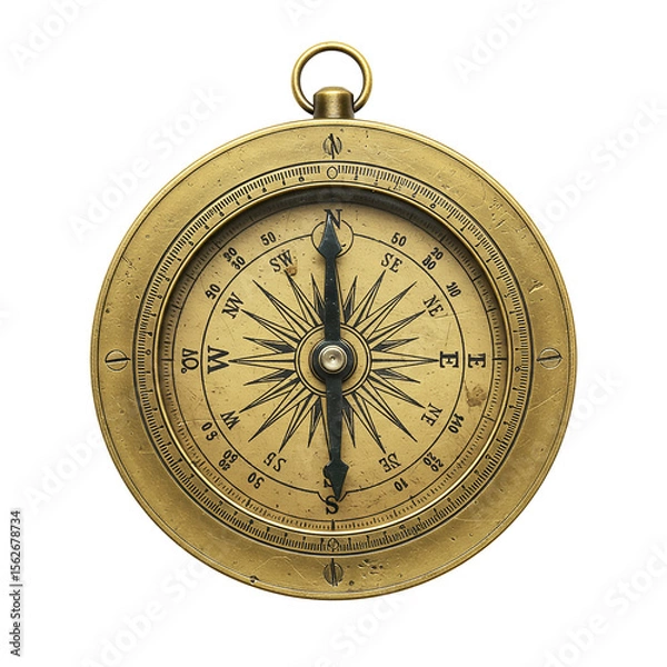 Obraz Antique Brass Compass A Vintage Navigation Tool for Exploration and Adventure