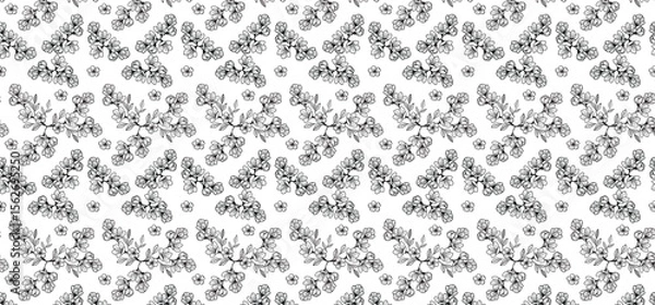 Fototapeta flower seamless pattern in outline style