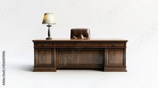 Obraz Classic executive office desk with lamp and chair furniture for professional workspace interior design