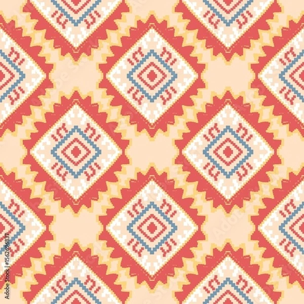 Obraz pattern batik flower damask ethnic boho ikat texture tribal geometric background