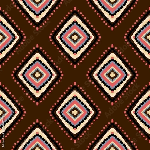Obraz pattern batik flower damask ethnic boho ikat texture tribal geometric background