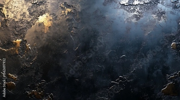 Fototapeta Minimalist flat illustration of a black aged metal surface with soft distressed details, ideal for industrial design projects and text overlays.