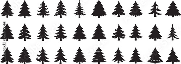 Fototapeta Collection of Unique Christmas Tree Silhouettes – Vector Style Set