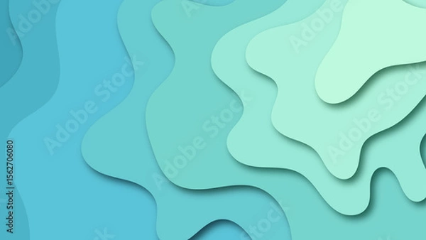 Obraz abstract paper cut blue wave background