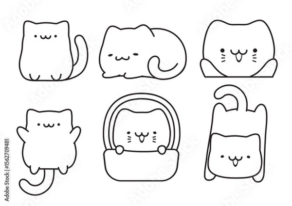 Fototapeta Cute cat line art for coloring