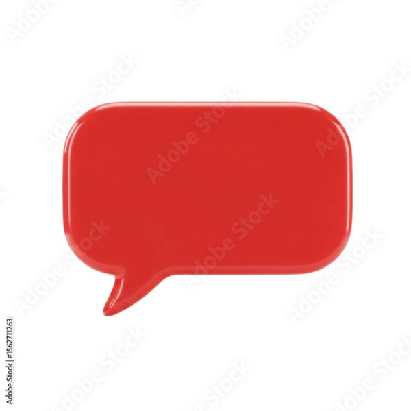 Fototapeta 3D realistic red chat bubble for message, communication, talk, or conversation concept isolated on a transparent background, png, cutout