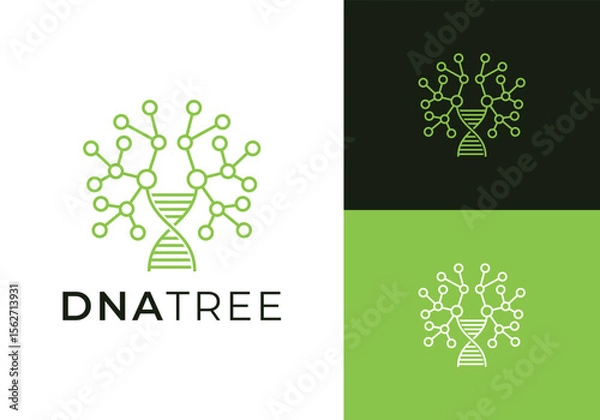 Fototapeta This is a tree DNA logo using a DNA symbol and a tree shape. This logo is suitable for laboratories, research, education and the like.