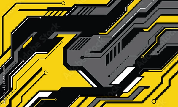 Fototapeta Abstract yellow circuit board futuristic technology background