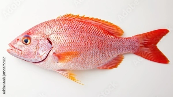 Fototapeta Fresh pink fish on white background