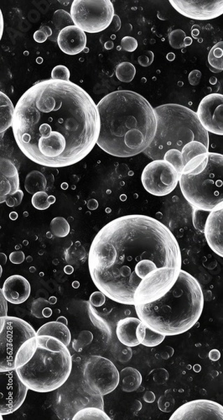 Fototapeta Abstract black and white image of numerous spheres