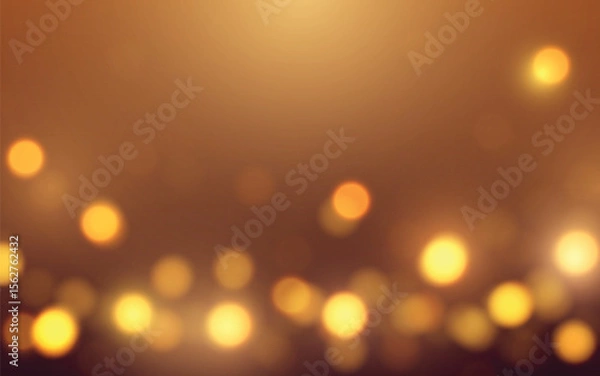 Fototapeta Warm Golden Bokeh Light Background. Soft glowing orbs on a warm brown gradient blur, Background decoration